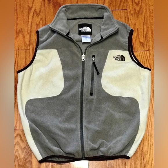 Men’s Medium Vintage 1990s Fleece Colorblock Grey White THE NORTH FACE Vest - Picture 13 of 14